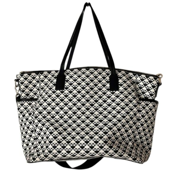 Kate Spade Adaira Baby Shoulder/Crossbody Bag Pebbled Vinyl Spade Print Blk/Wht - Picture 3 of 15